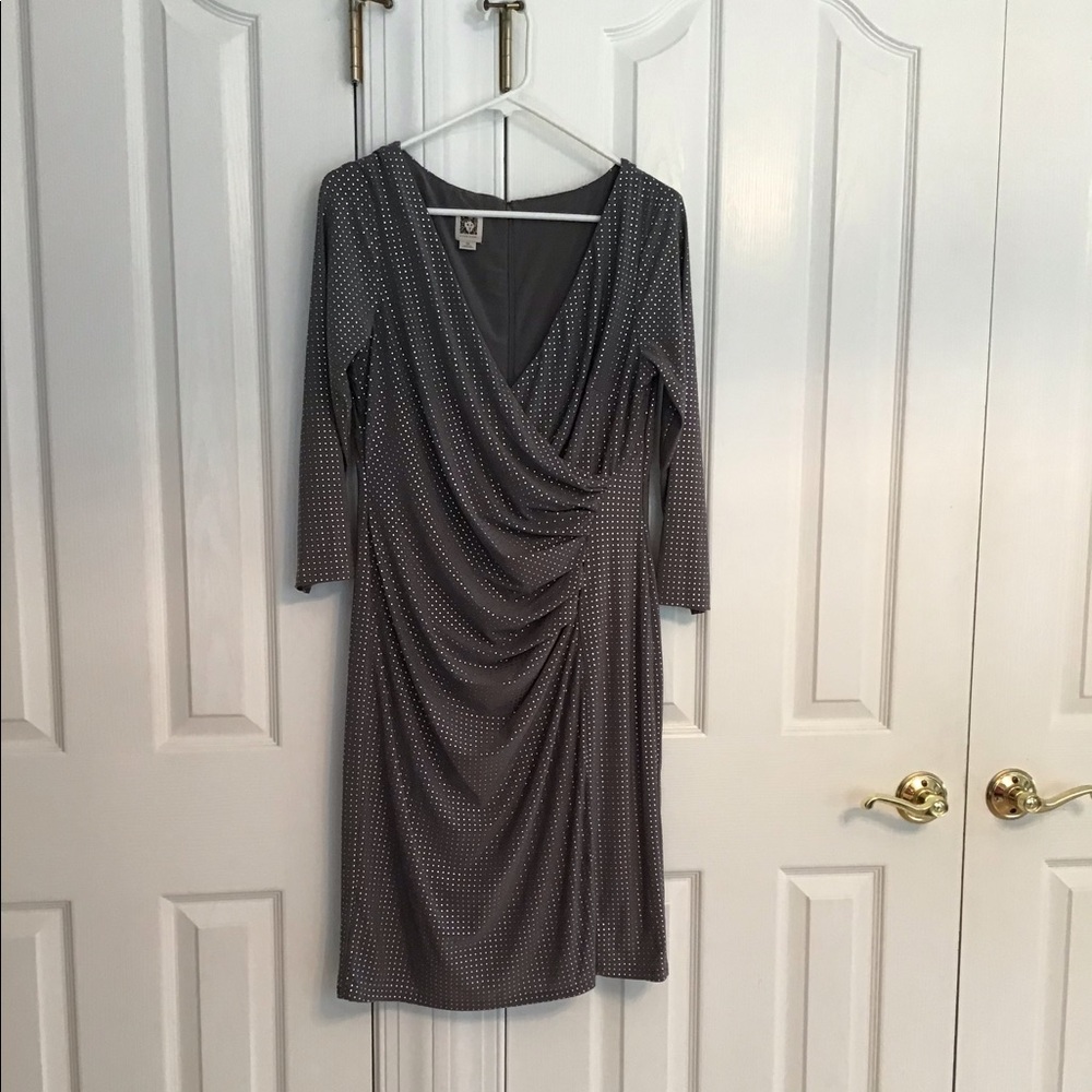 Anne Klein gray/silver Wrap Dress